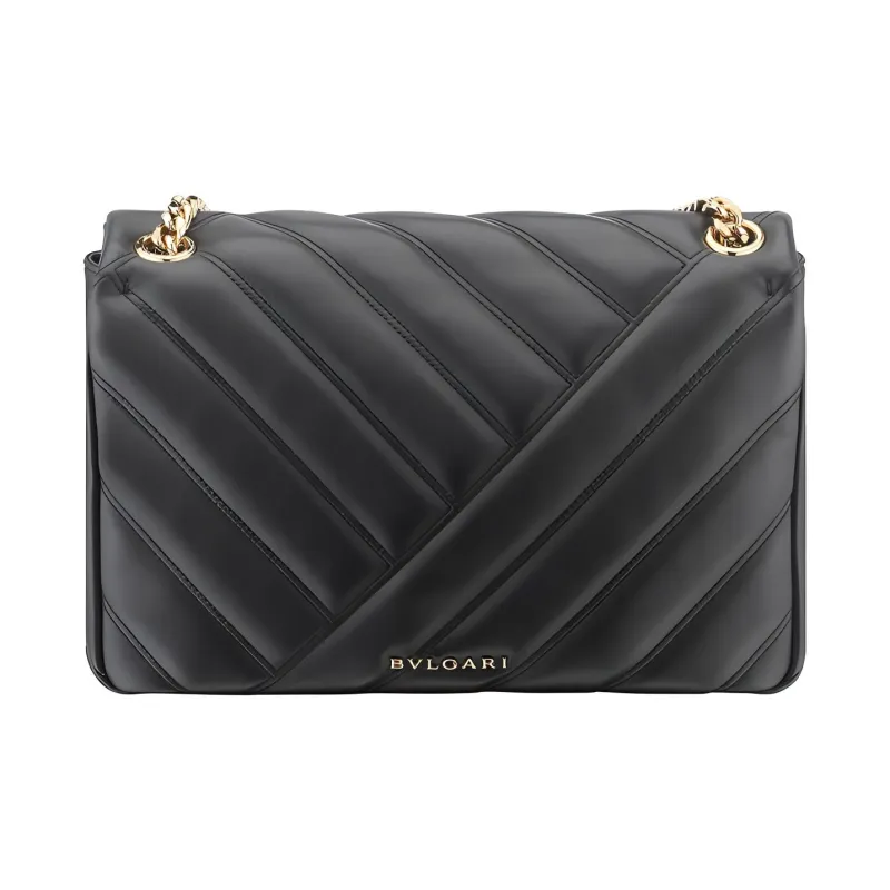 BVLGARI Serpenti Cabochon Cow Leather Shoulder Bag Women's Black-2