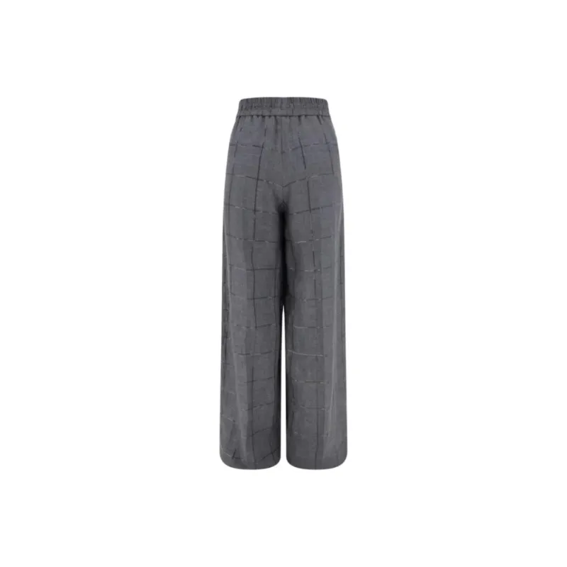 Brunello Cucinelli Checked Palazzo Trousers-1