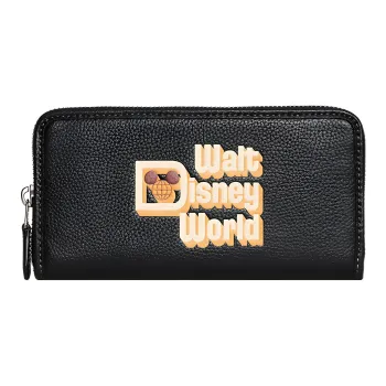 COACH Disney, Collaboration Accordion Zip Wallet Pebbled Leather Card Holder, Wallet Women's Black