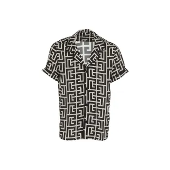 BALMAIN Monogram Printed Short Sleeved Shirt
