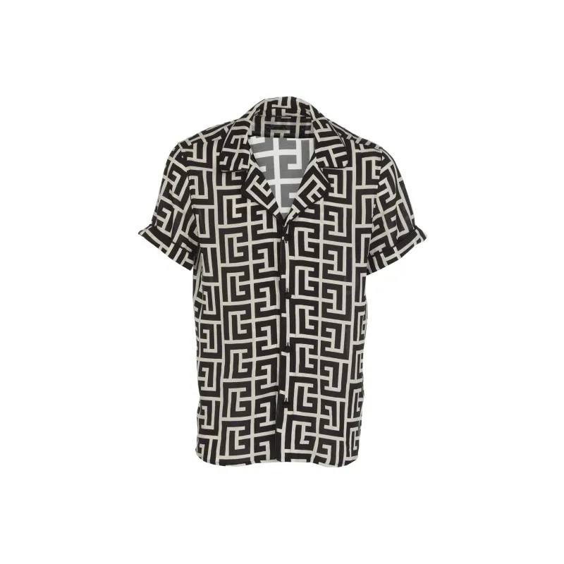 BALMAIN Monogram Printed Short Sleeved Shirt-0