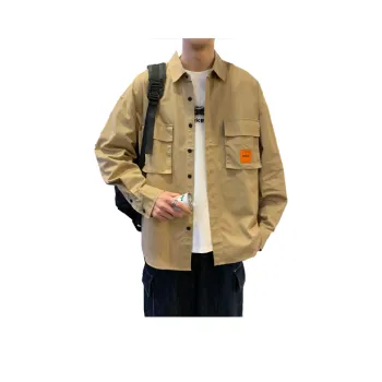 Tonlion Shirts Men Cold Khaki