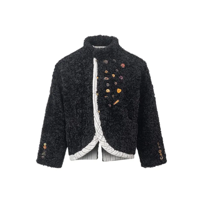 YAOJIUJIUQI Velvet feel Coat Unisex Black-0