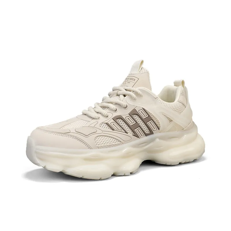 U.S. POLO ASSN. Cushioning Slip Resistant Breathable Height Increasing Coverage Low Top Chunky Sneakers Men's Ecru-2
