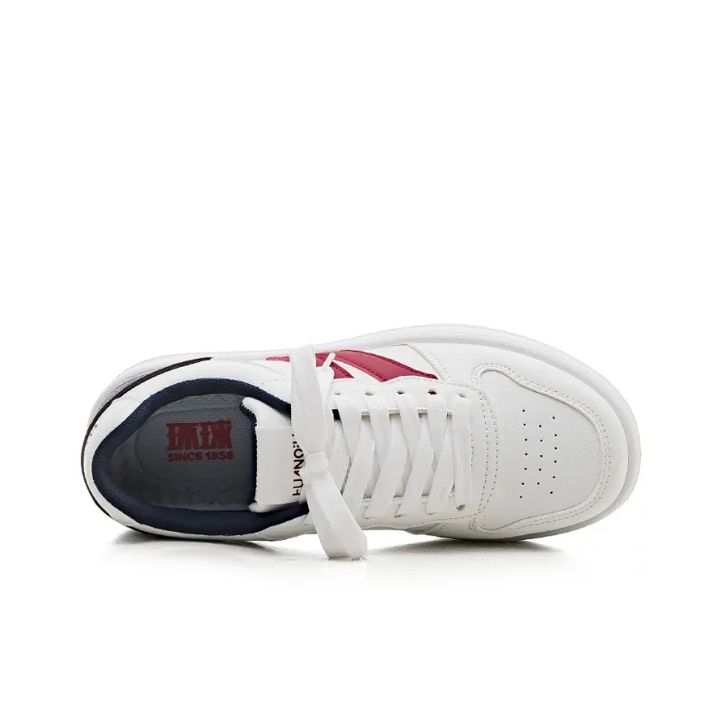 HUANQIU Anti Slip And Wear Resistant Lightweight Low Top Skateboard Shoes Women's White Blue Red-4