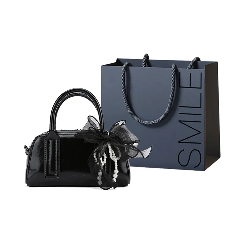 SWIMADE PU Bowling Bag, Handbag Women's Ecru/Silver/Black/Pink-21