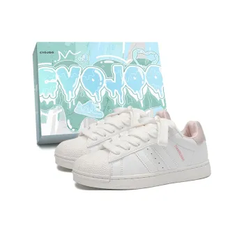 CVOJOO Gift Box Set Low Top Skateboard Shoes Unisex White Pink