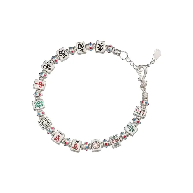 KLFOOK 999 Fine Silver Luxury Niche Refined Enamel Prosperity Fortune Bracelet Women's-0