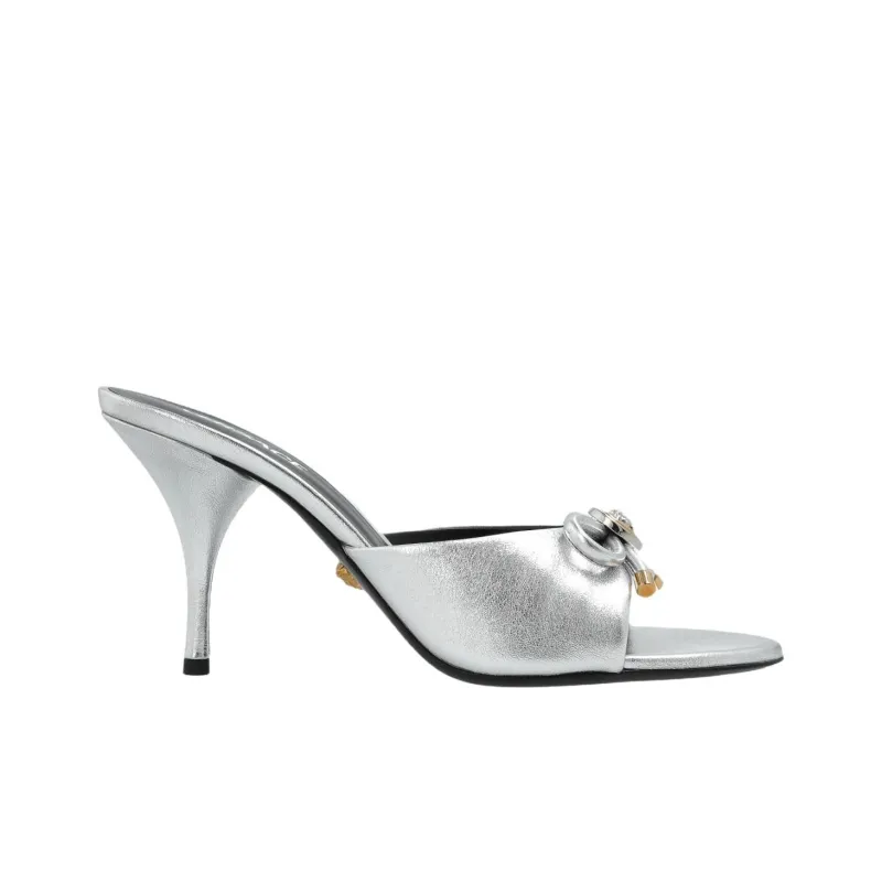 FANSIZHE Slide Slippers 10cm Women's Silver-1