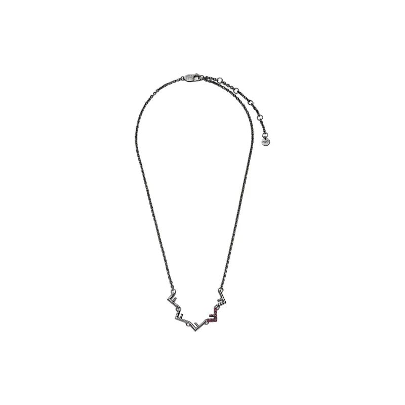 FENDI Brass Artificial Crystal Metal Necklaces Men's Ruthenium Purple-1