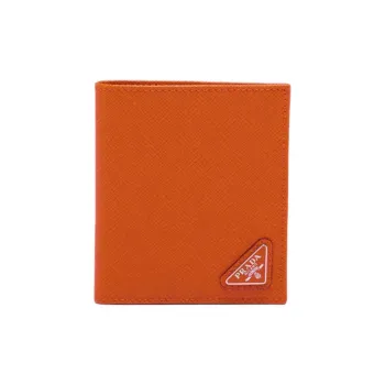 PRADA Saffiano Leather Wallet Unisex Papaya