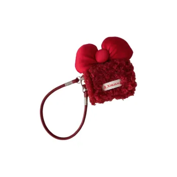 Kona Chun Compatibility AirPods1/2/3/4/PRO/PRO2 Plush Refreshing Solid Color Bowknot With Lanyard Headphone Cases