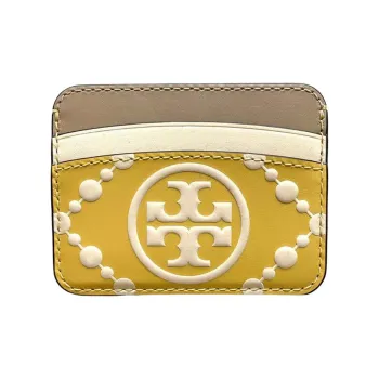 TORY BURCH T Monogram Leather Card Holder Mini Women's Yellow