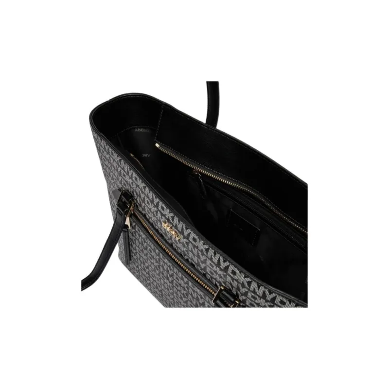 DKNY Faux Leather Tote Bag, Shopping Bag, Handbag, Shoulder Bag Large Size Women's Black-3