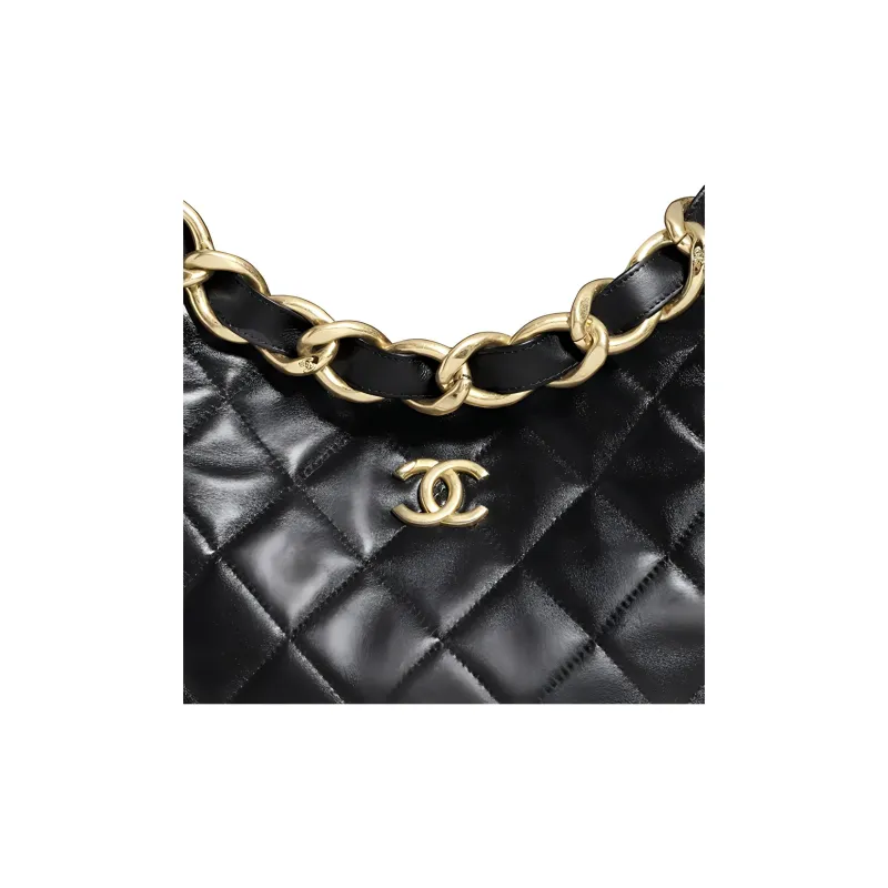 CHANEL 22SS Sheepskin Tote Bag, Shopping Bag, Hobo Bag, Hippie Bag, Shoulder Bag Women's Black-1