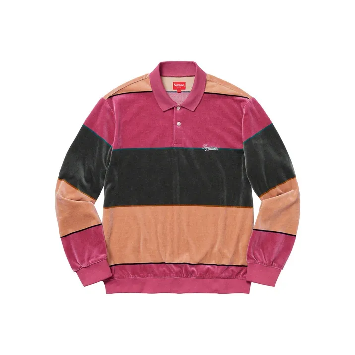 Supreme Stripe Velour L/S Polo-0