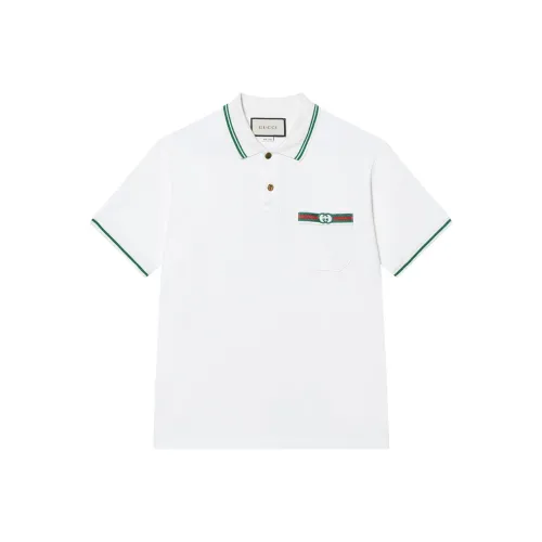GUCCI Men Web And Interlocking G Cotton Polo Shirt