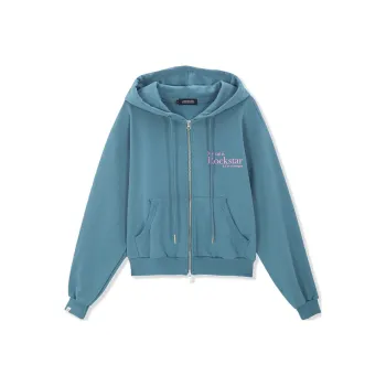 JOEGUSH Smile Rockstar Hoodie Zip-Up Sweatshirt Unisex Serenity/Tranquil Blue
