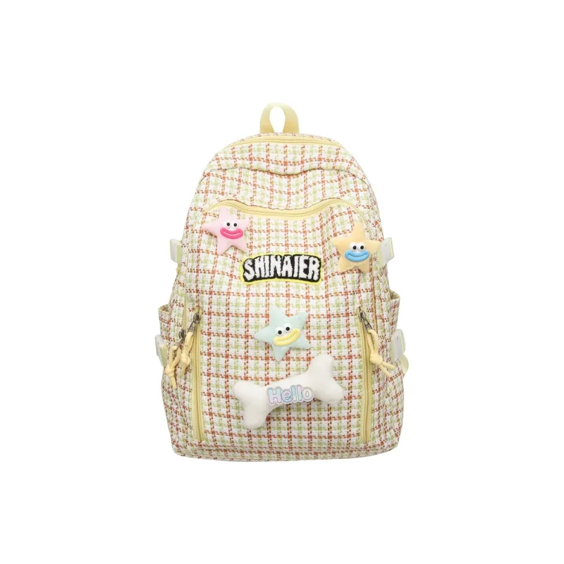 Yalu Nylon Backpack Women's Yellow/Coffee/Pink/Turquoise/Sprout Green-0