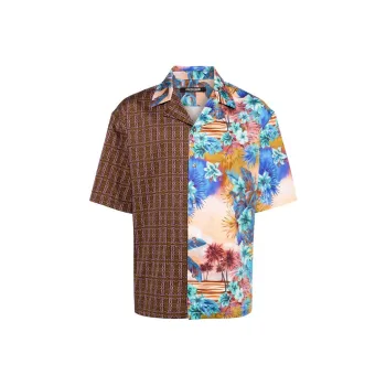 Roberto Cavalli Monogram-print Panelled Shirt