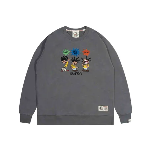 GRAF Sweatshirt Men's Charcoal Black 'People's Playlist' 2 Crew Neck Sweatshirt