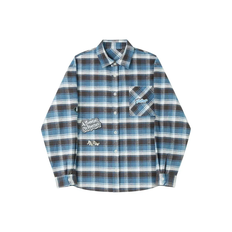 Phew Shirts Unisex Blue Plaid-0