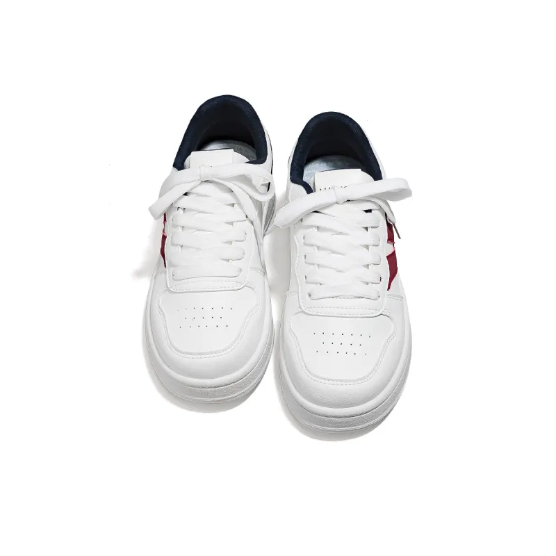 HUANQIU Anti Slip And Wear Resistant Lightweight Low Top Skateboard Shoes Women's White Blue Red-3