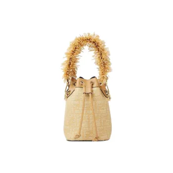 FENDI Mon Tresor Polyester Bucket Bag, Shoulder Bag, Crossbody Bag, Handbag Mini Women's Beige