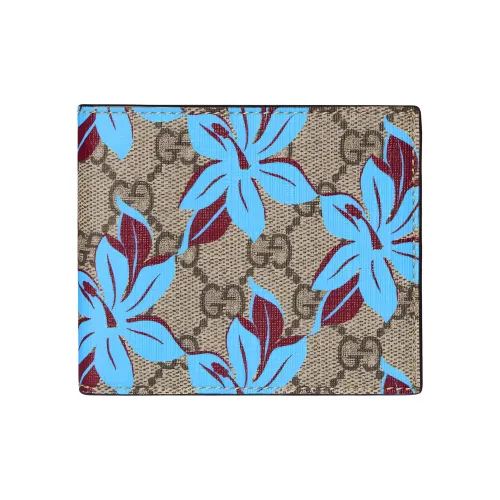 GUCCI Canvas Wallet Women's Beige & Dark Brown