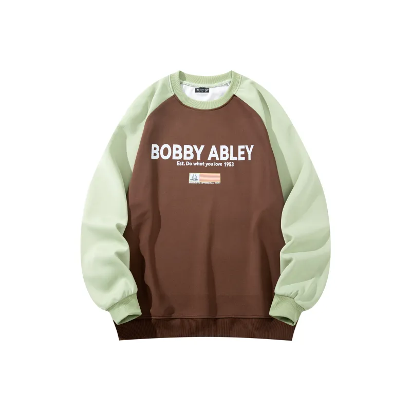 BOBBY ABLEY Patchwork Color Blocking Loose Fit Casual Heavyweight Crew Neck Pullover Sweatshirt Unisex-9