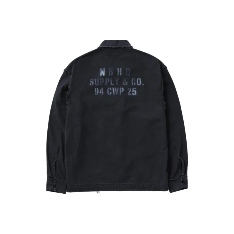 NEIGHBORHOOD Untrimmed Zip Long Sleeve Shirt-3