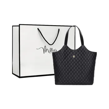 MILLIE'S Fabric Tote Bag, Shopping Bag, Handbag Regular Women's Black