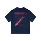 Navy Blue with Red Print