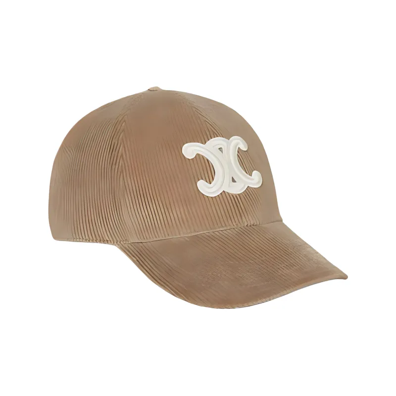 CELINE Cashmere Corduroy Baseball Caps Women's Brown-1