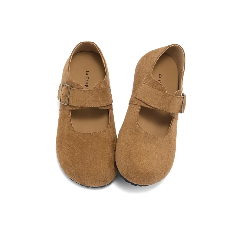 La Chapelle Trendy Japanese Style, Niche Versatile Half Boot Brogue Shoes Casual Single Shoes Women's Camel-2