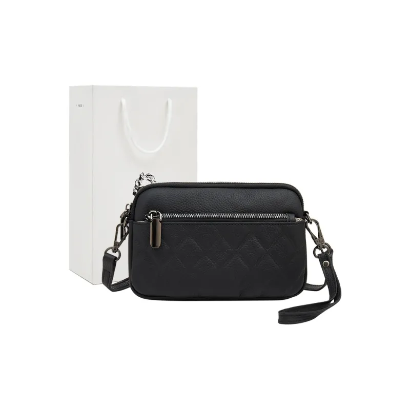 Old Man's Head Top Grain Cow Leather Shoulder Bag, Crossbody Bag Regular Women's Black/White/Khaki-0
