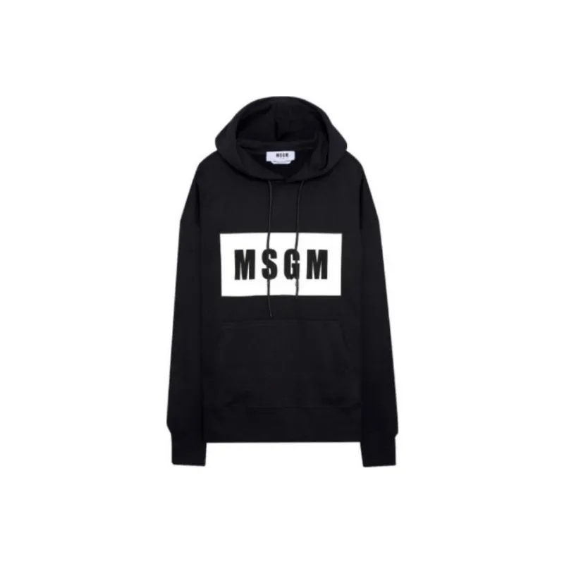 MSGM Logo Printed Drawstring Hoodie-0
