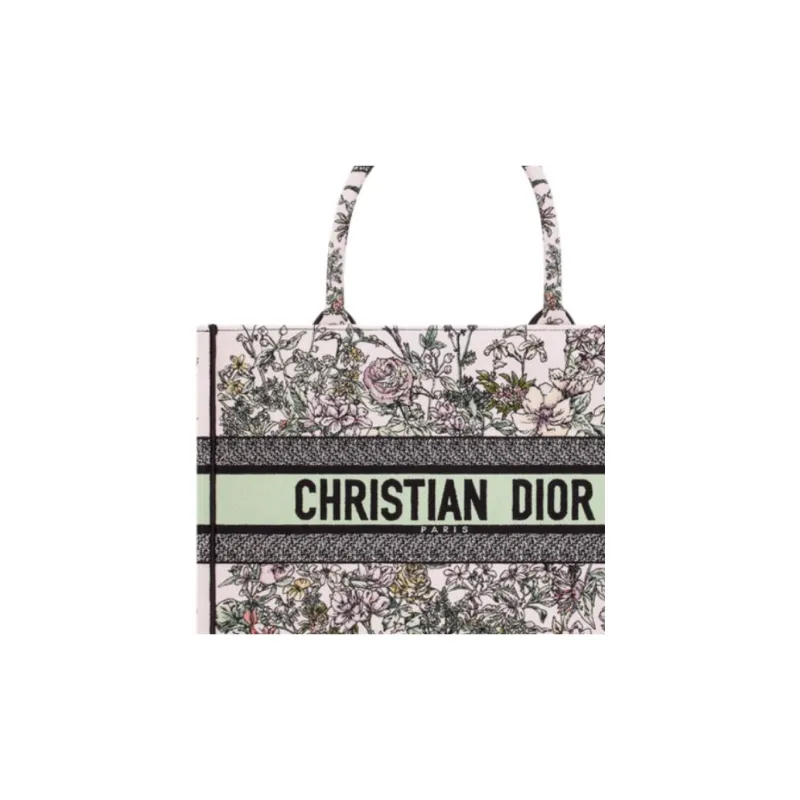DIOR BookTote Cotton Handbag Medium Size Women's Pink Multicolor-4