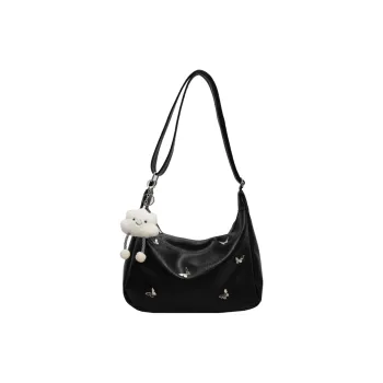 Morellybear PU Handbag, Shoulder Bag, Crossbody Bag Women's Black/Ecru/Silver