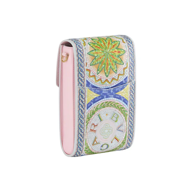 BVLGARI Calfskin Clutch Crossbody Cell Phone Pouch Women's Multicolor-4