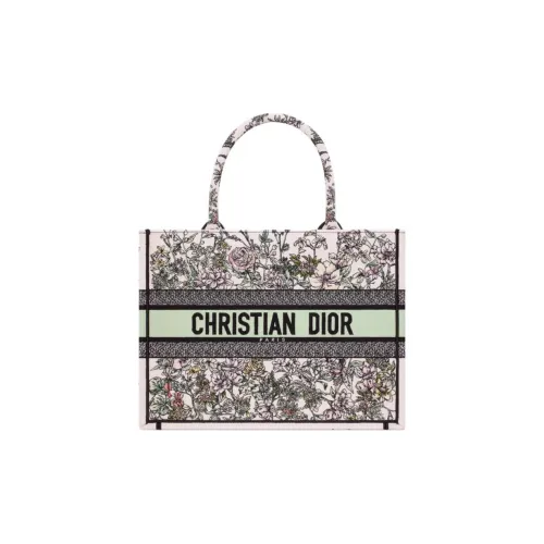 DIOR BookTote Cotton Handbag Medium Size Women's Pink Multicolor