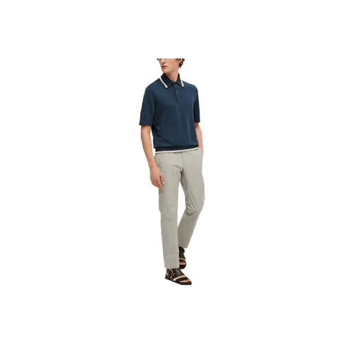 HERMES Polo Shirt Men's Deep Sea Blue