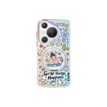 Marsfield Acrylic Material 360 Rotating Magnetic Stand Case Yoga Casual Time Phone Cases Compatibility Huawei P70/Pro