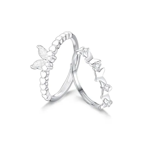 NUSQ Sterling Silver With Zircon Rings Women's