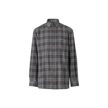 Burberry Shirts Men Charcoal Gray