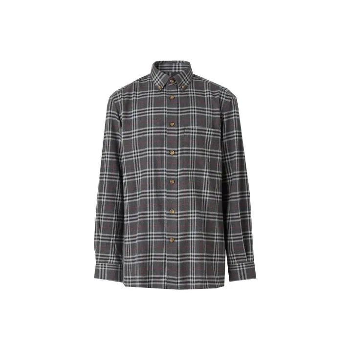 Burberry Shirts Men Charcoal Gray-0
