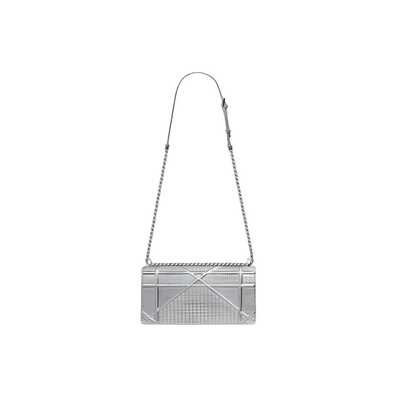 DIOR Calfskin Shield Bag Shoulder Bag Crossbody Bag Regular Women's Silver-2