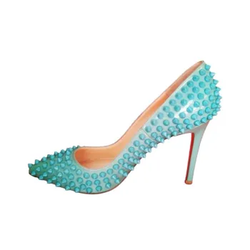 CL LUBOTING Pigalle Spikes Slim Heel High Heels 10cm Women's Blue