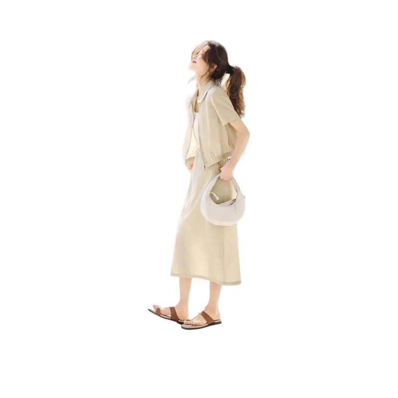 Mo Han Yi Mei Skirt Set Women's Apricot-1