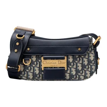 DIOR Cotton Shoulder Bag Small Size Women's Blue